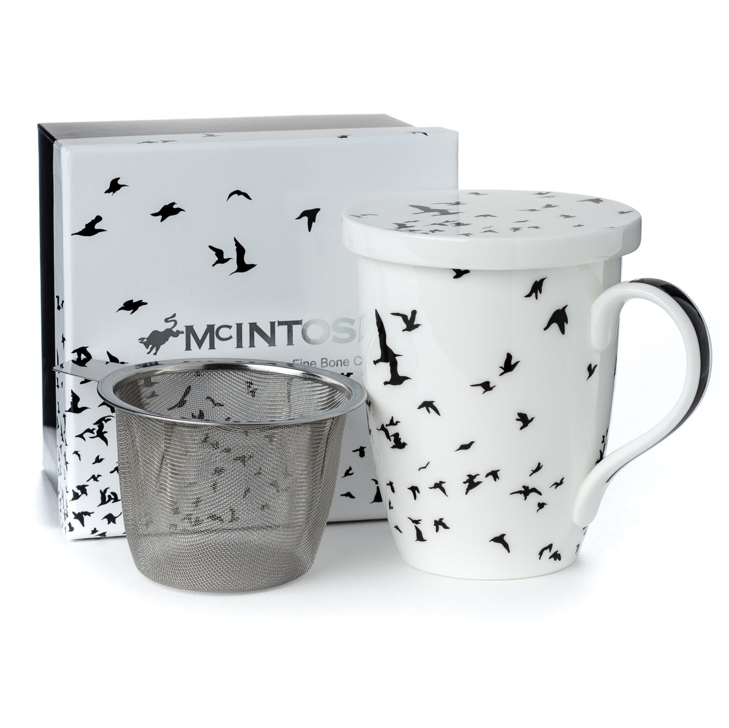 'Bird Silhouette' Tea Mug w/ Infuser & Lid | NEW