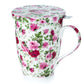 'Red & Pink Roses' Tea Mug w/ Infuser & Lid
